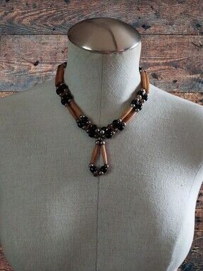 Handcrafted Brown and Black  Beaded Necklace